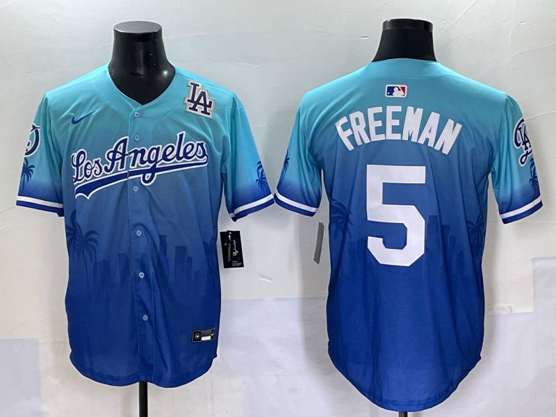 Men 2025 Los Angeles Dodgers #5 Freeman Blue Nike MLB Jersey Daoqite style 7->los angeles dodgers->MLB Jersey